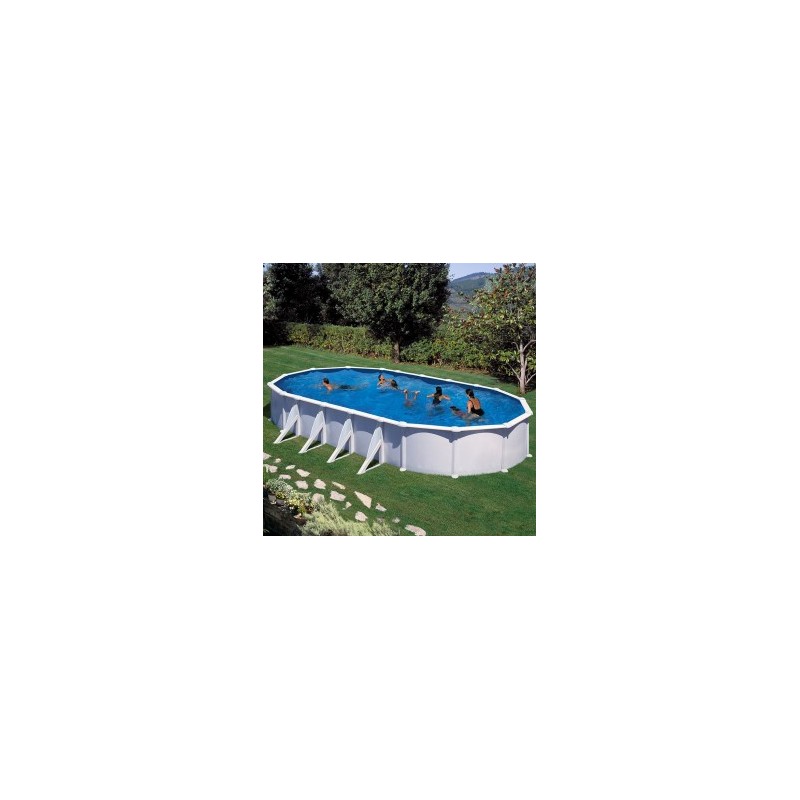 Piscina Gre ovalada acero chapa blanca